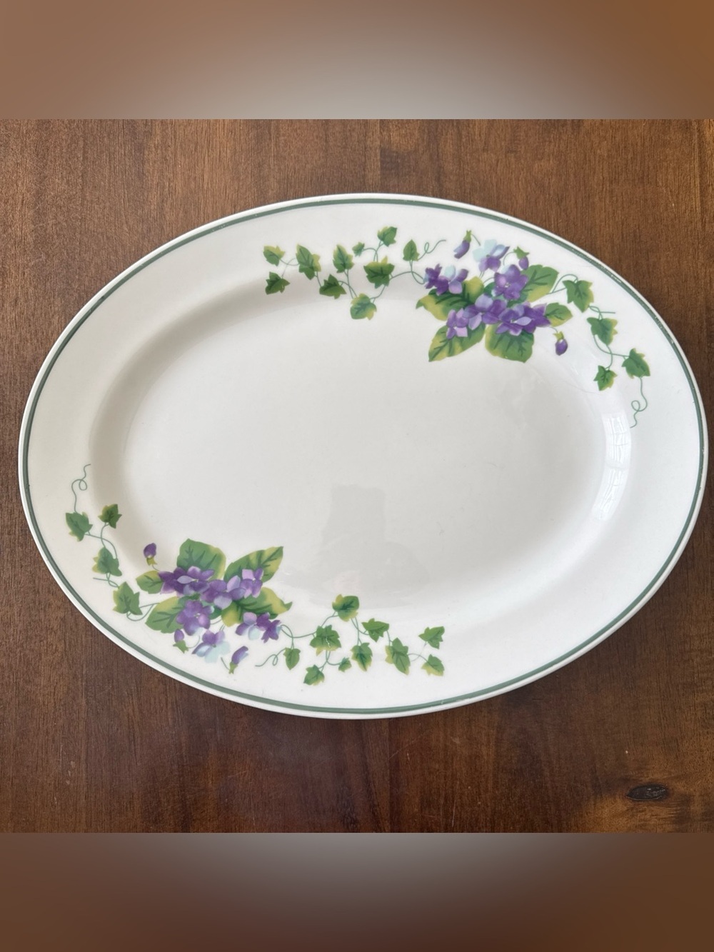 Waverly Garden Room Sweet Violet Large 14 Inch Oval Serving Platter Cottagecore